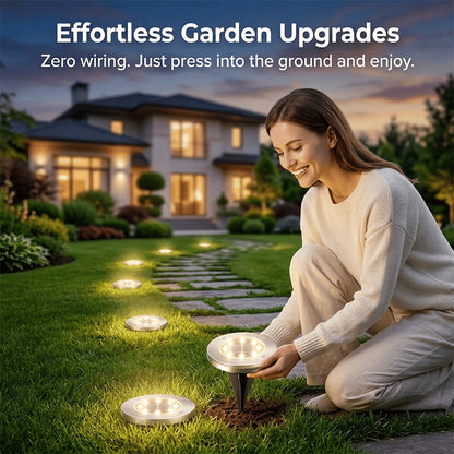 🔥Stainless steel solar-powered ground light with 8 LED bulbs