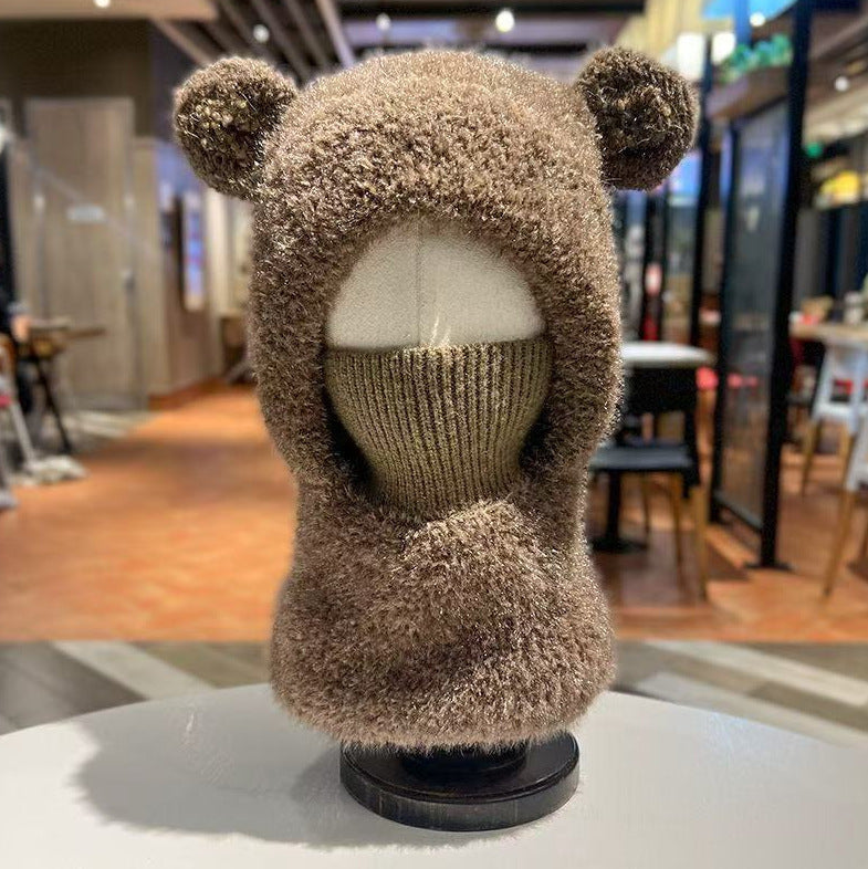 ⏳🎁50% OFF!!!-Ready for Winter!!!❄️🐻3-in-1 Cute Bear Ear Fleece Plush Winter Hat