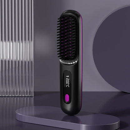 💁‍♀️Wireless Ceramic Hair Straightening Comb – Fast Heating, Anti-Frizz & Tangle-Free Design ✨