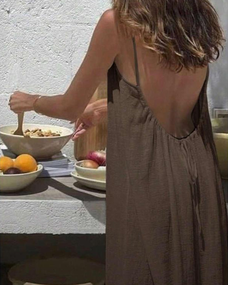 💃LAST DAY SAEL 50% OFF!!✨Women's Solid Color Cami Lounge Dress💕Delivered within 5 working days
