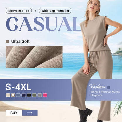 2026 New Women's Casual Sleeveless Top & Wide-Leg Pants Set
