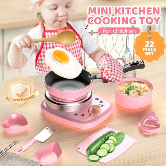 👧🏻 60% OFF NOW! 🎉 Kids' Realistic Mini Kitchen Set – 22 PCS, Sound & Light, Educational Play 🍳📦