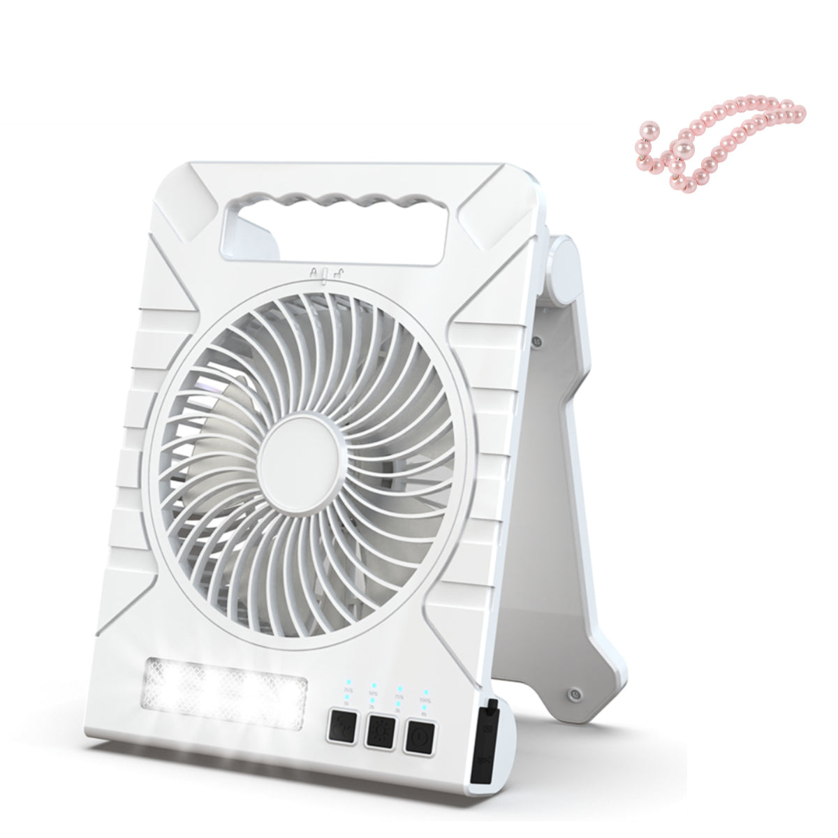 ✨ Solar-Powered Outdoor Fan – Rechargeable, Ultra-Quiet, with LED Light 💡