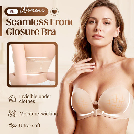 👙Last Day 50% Off🤍Women’s Seamless Front Closure Strapless Bra, Ultra Soft Moisture-Wicking Invisible Everyday Bra