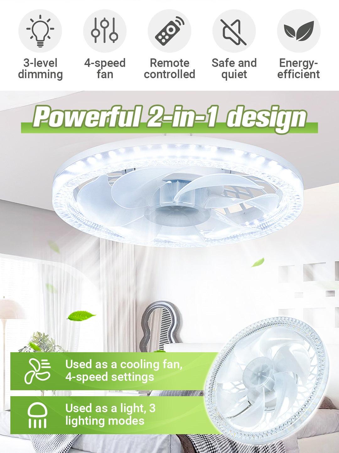 💥2026 HOT SALE 50% OFF💥  2-in-1 Mute Adjustable Fan Light with Remote Control