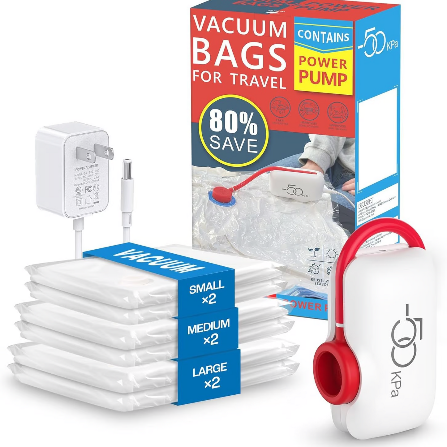 🧳   Pack of 6 Compression Bags for USB Electric Vacuum Cleaner – Space-Saving Storage, Airtight Seal, Reusable & Durable 🌀