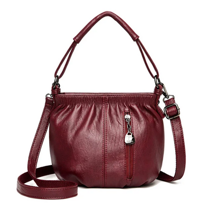 👜 50% OFF NOW! 🎀 Casual Pleated Bucket Leather Handbag – Soft Leather, Versatile Style & Adjustable Shoulder Strap ✨