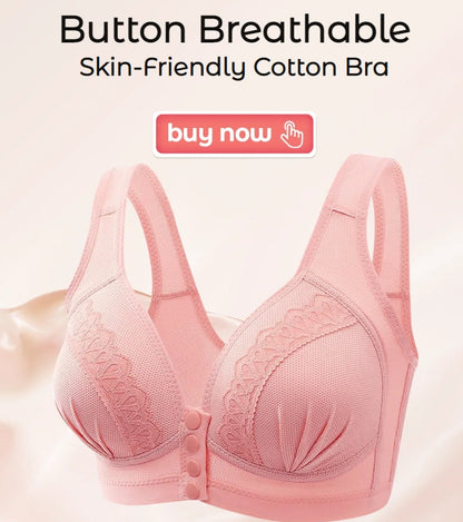 💥LAST DAY SALE ONLY $9.99!!💘CloudComfort™ Front-Button Cotton Bra – Breathable • Wire-Free • All-Day Support • Non-Padded & Skin-Friendly 🌿