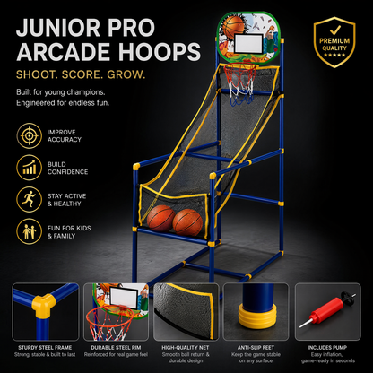 🥳2026 HOT SALE🥳💞50K+ SOLD!🏀🎯 50% OFF! Kids‘ Indoor Basketball Arcade Game – Auto ball return, sturdy & safe. 4 balls + pump included. Quick setup, endless fun! 🧒💨