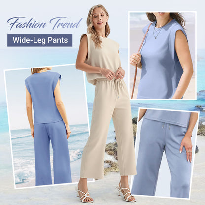 2026 New Women's Casual Sleeveless Top & Wide-Leg Pants Set