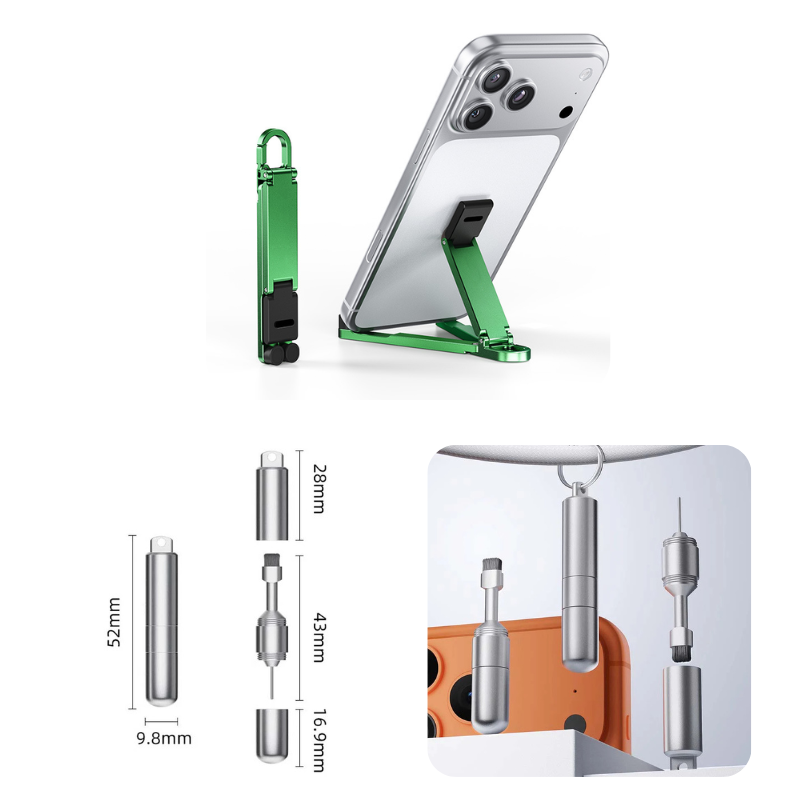 📱Mini Aluminum Phone Stand Keychain Foldable Desktop Holder – Small Gadget, Big Convenience✨