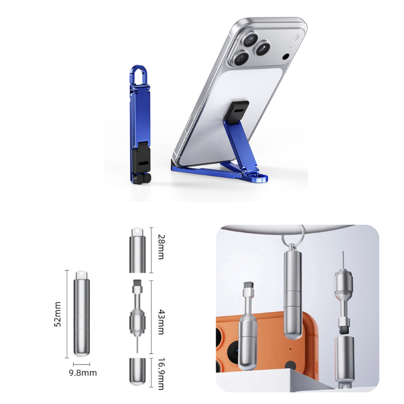 📱Mini Aluminum Phone Stand Keychain Foldable Desktop Holder – Small Gadget, Big Convenience✨