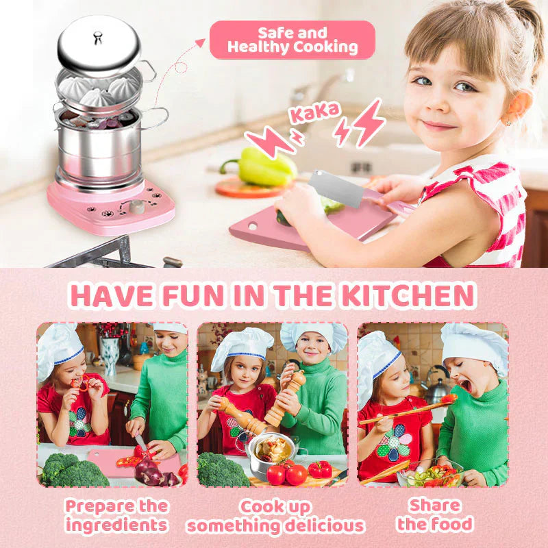 👧🏻 60% OFF NOW! 🎉 Kids' Realistic Mini Kitchen Set – 22 PCS, Sound & Light, Educational Play 🍳📦