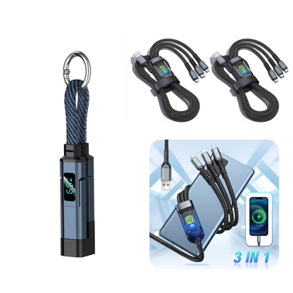 🔥Limited Time SALE 50% OFF🔥4-in-1 Digital Display Keychain Charging Cable