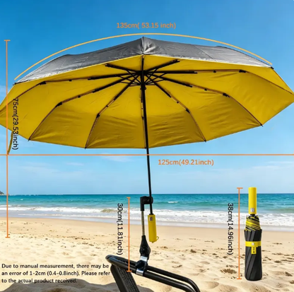 Outdoor Camping Sunshade Umbrella with Clip, Sun Parasol Umbrella, 49-Inch Large Canopy, UV Protection, Beach Gear, Ideal for Travel, Fishing, Golf, Sports Events, Lightweight Canopy