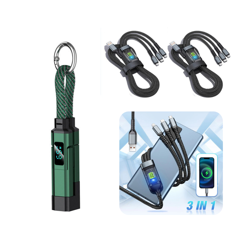 🔥Limited Time SALE 50% OFF🔥4-in-1 Digital Display Keychain Charging Cable