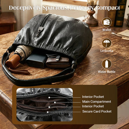 👜 50% OFF NOW! 🎀 Casual Pleated Bucket Leather Handbag – Soft Leather, Versatile Style & Adjustable Shoulder Strap ✨