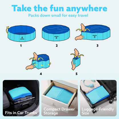 🏡💦Large Foldable Backyard Wading Pool for Whole Family & Pets – Instant Summer Fun For Kids & Year-Round Play 🏖️