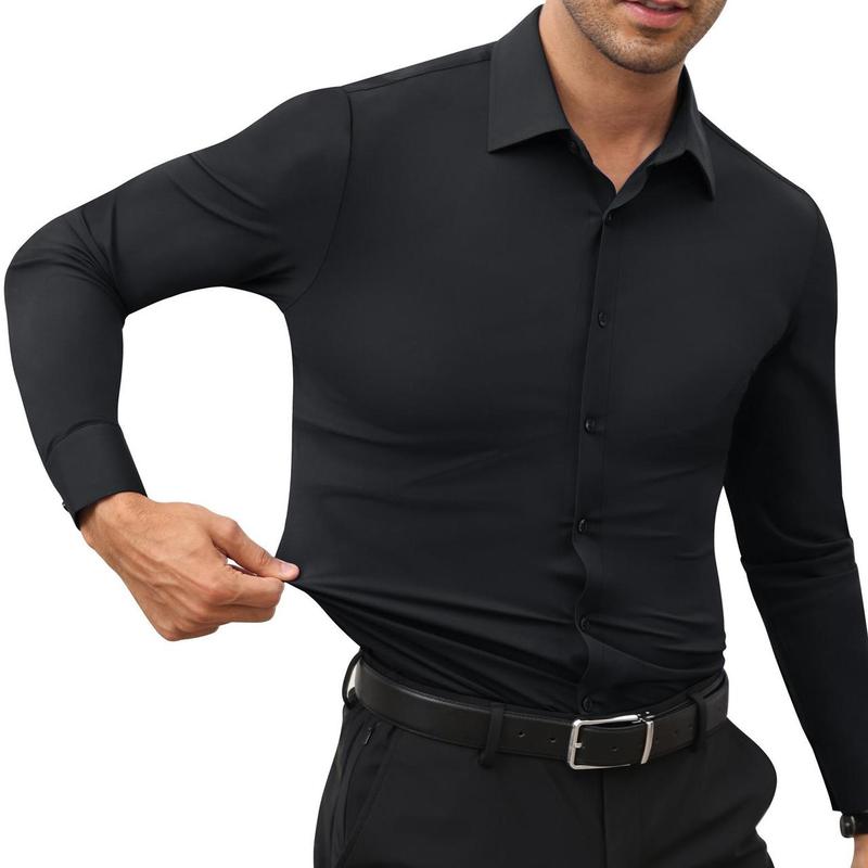 ⏰Men's Solid Color Lapel Long Sleeve Button-Down Shirts