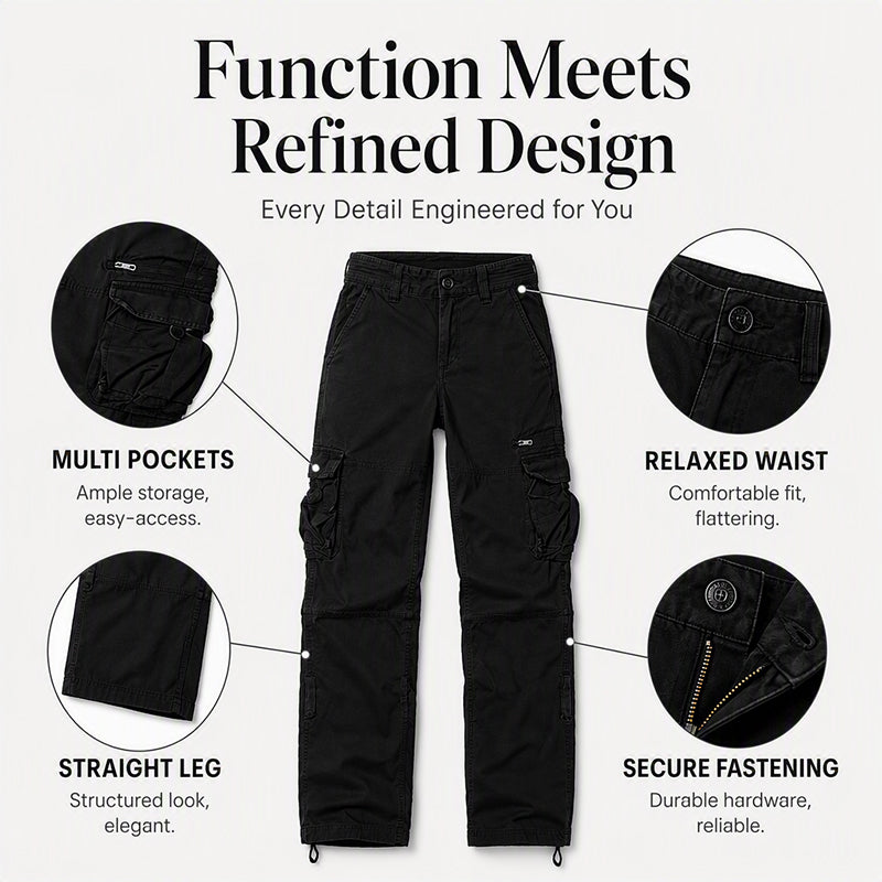 👖 New arrival ✨Women's Vintage Wide Leg Cargo Pants