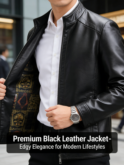 🧥 50% OFF NOW! ❄️ Men's Warm Plush Lining Leather Jacket - Windproof & Stylish, Perfect for Cold Weather Outings ✨