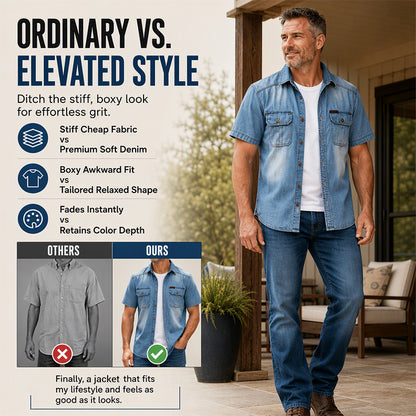 👕 Men’s Washed Denim Shirt – Rugged Charm, Effortless Cool 💙