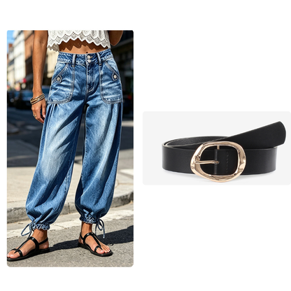 👖 Shape It Your Way | Women's High-Waisted Adjustable-Hem Barrel Jeans
