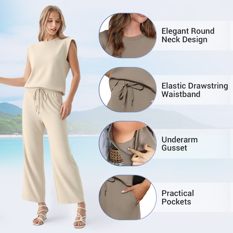 2026 New Women's Casual Sleeveless Top & Wide-Leg Pants Set