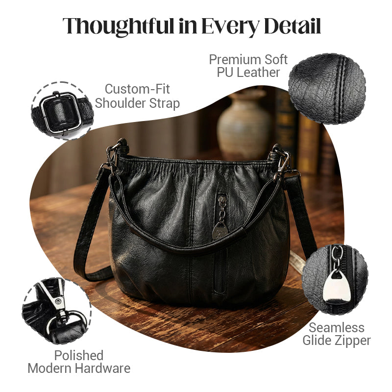 👜 50% OFF NOW! 🎀 Casual Pleated Bucket Leather Handbag – Soft Leather, Versatile Style & Adjustable Shoulder Strap ✨