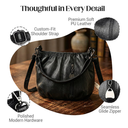 👜 50% OFF NOW! 🎀 Casual Pleated Bucket Leather Handbag – Soft Leather, Versatile Style & Adjustable Shoulder Strap ✨