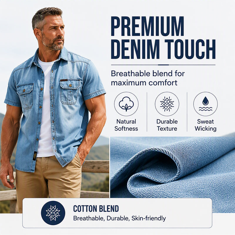 👕 Men’s Washed Denim Shirt – Rugged Charm, Effortless Cool 💙