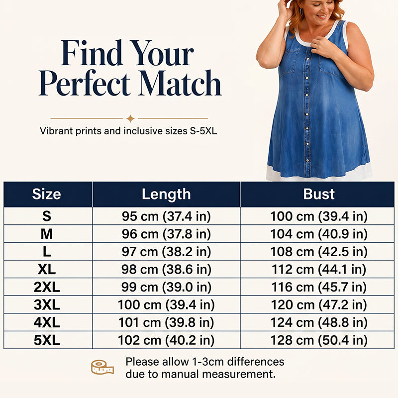 Women's Faux Two-Piece Denim Print Dress