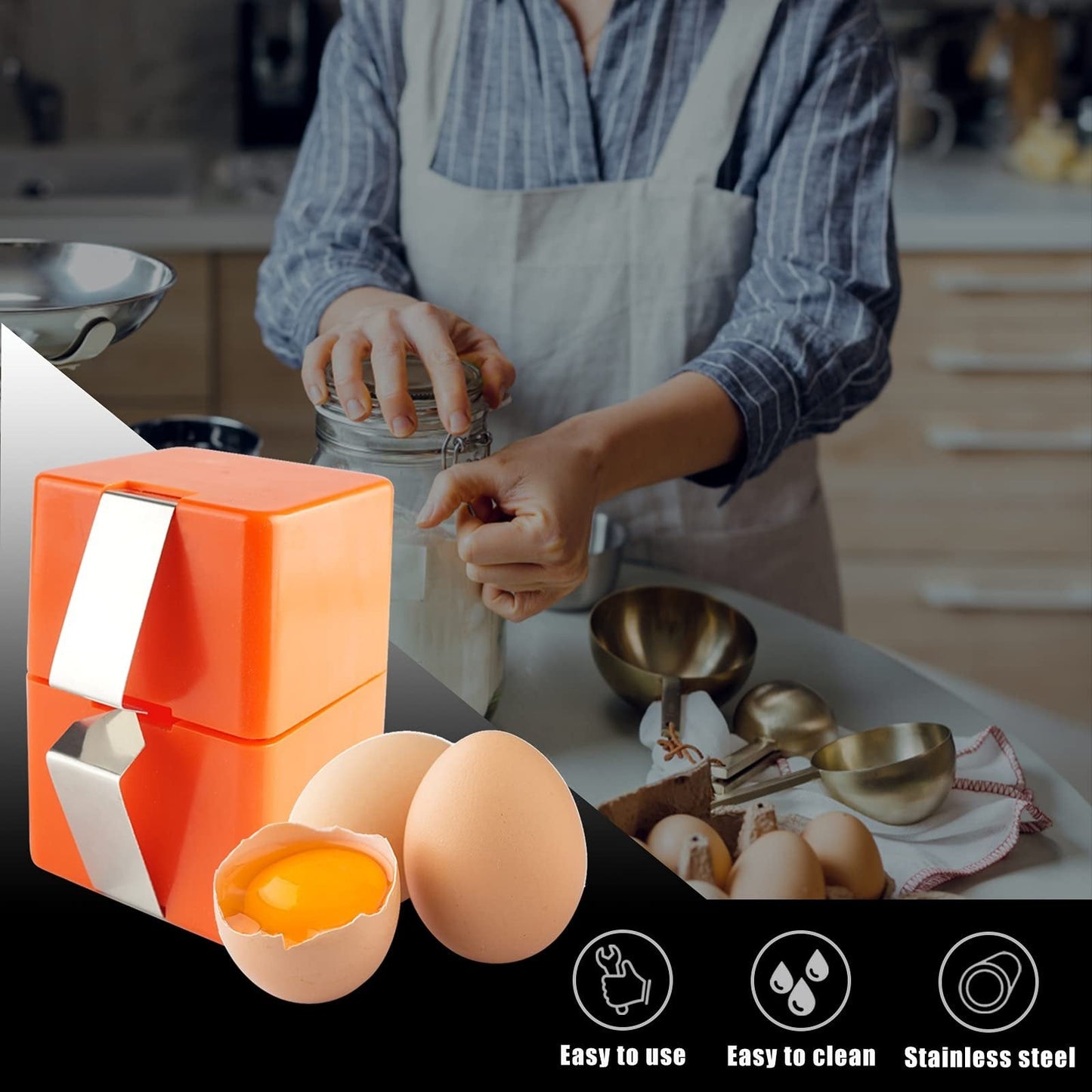 🍳Buy 1 Get 1 Free！🔥 50% OFF NOW ! ✨Quick Egg Cracker Tool – Fast Clean Egg Opener for Kitchen Baking