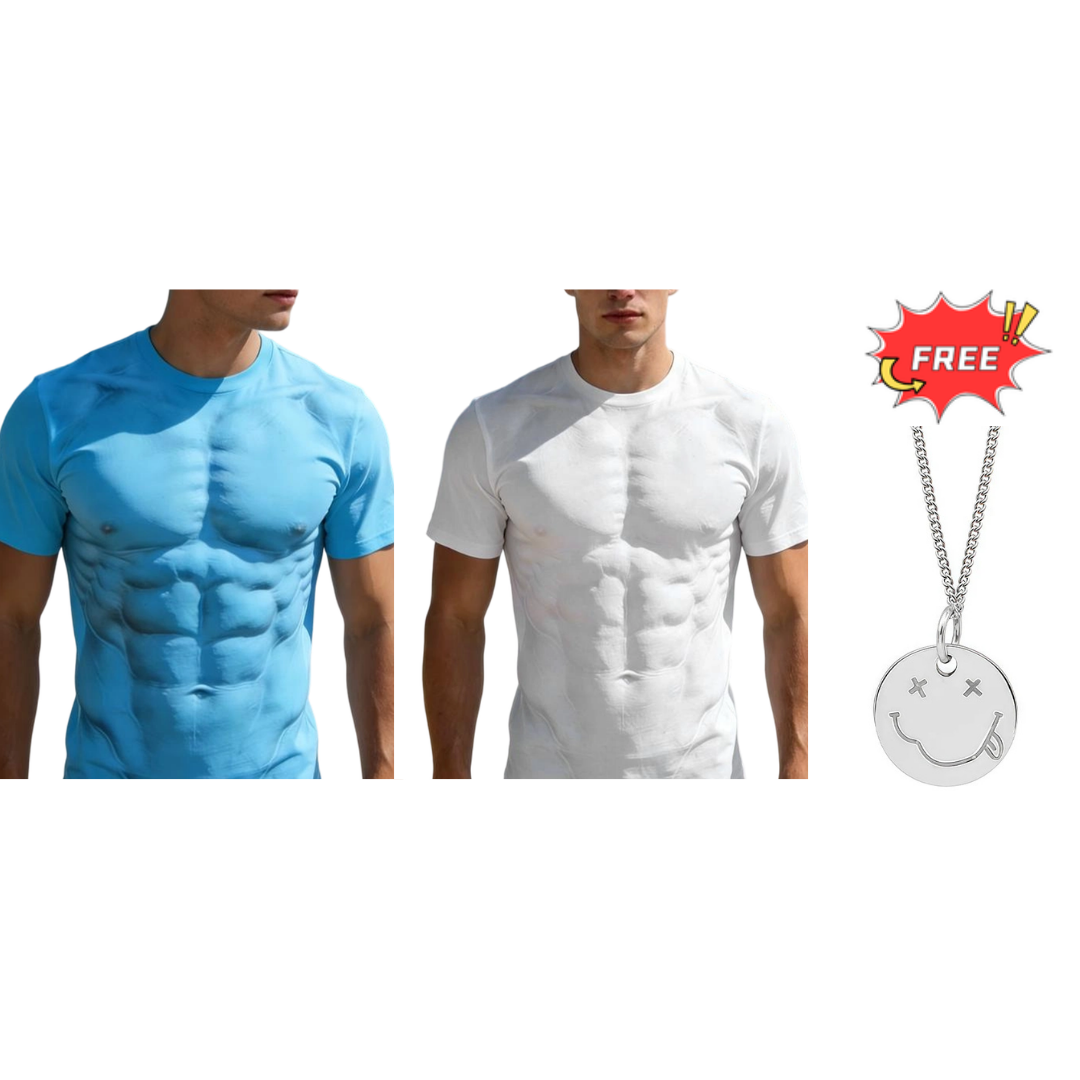 T-Shirt with a Muscular Guy and Six-Pack Print