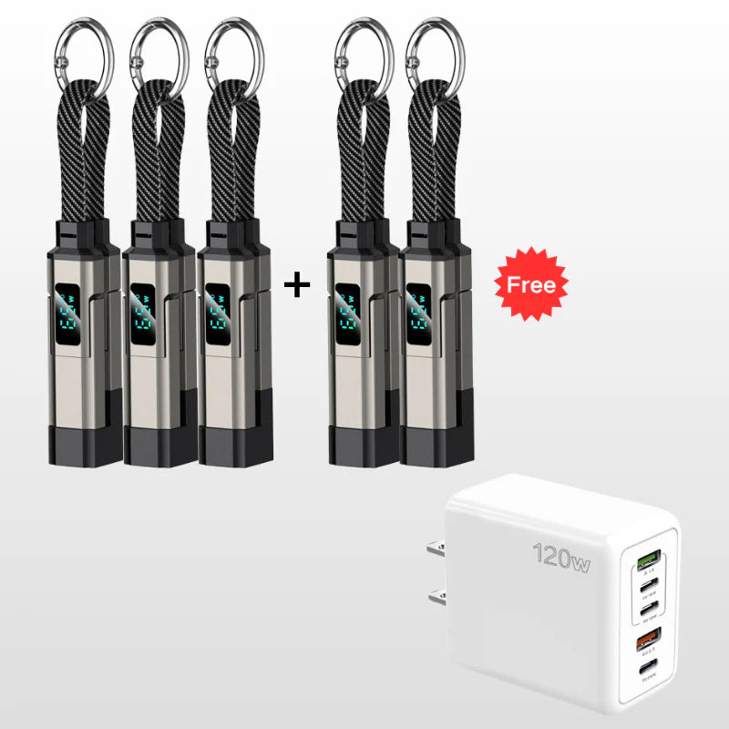 🔥Limited Time SALE 50% OFF🔥4-in-1 Digital Display Keychain Charging Cable