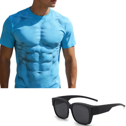 T-Shirt with a Muscular Guy and Six-Pack Print