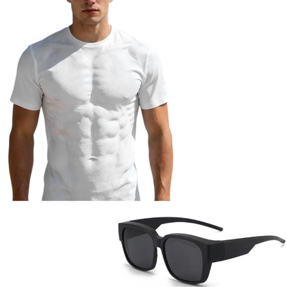 T-Shirt with a Muscular Guy and Six-Pack Print