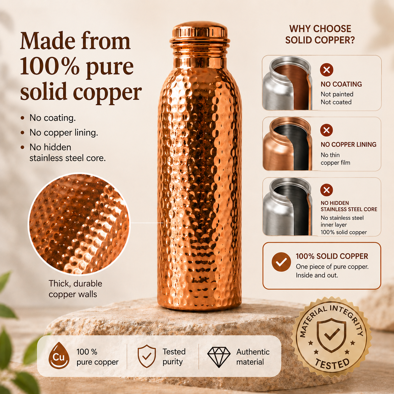 ❄️Summer Fresh 50% Off!💧Premium Water Bottle Made of 100% Solid Copper – Plastic-Free and Inspired by Ayurveda