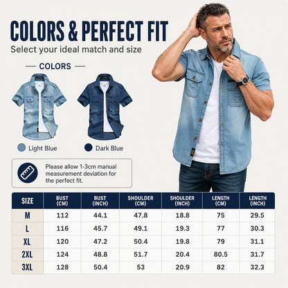 👕 Men’s Washed Denim Shirt – Rugged Charm, Effortless Cool 💙