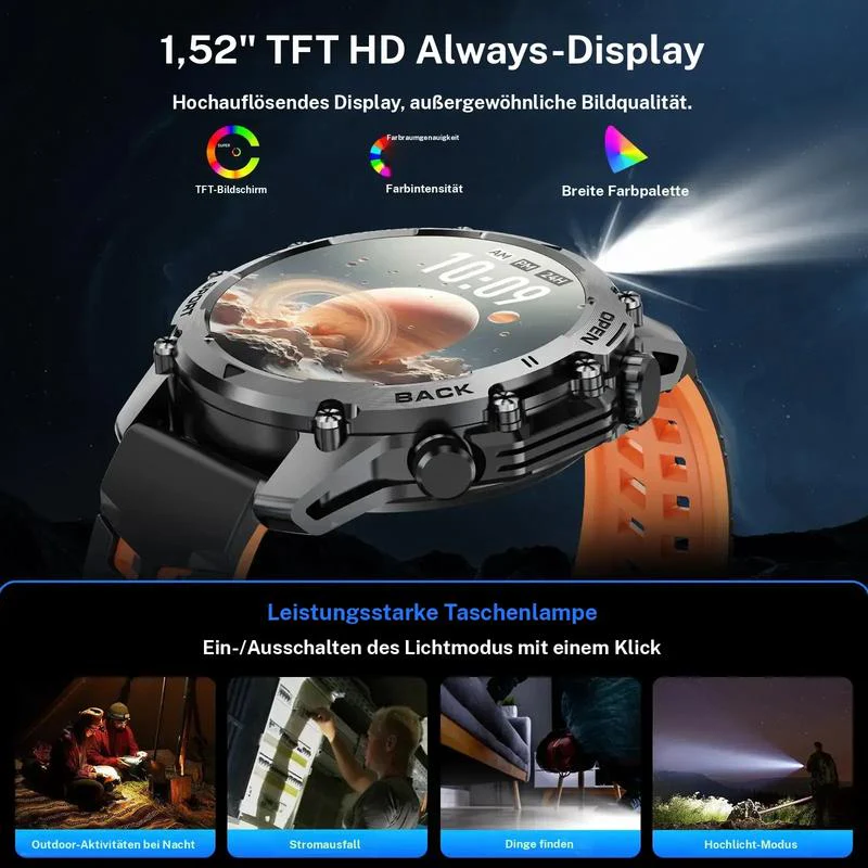 🎁New arrival 49% OFF💥⌚1.52" HD smartwatch for men – Phone calls and music control – Multiple sports modes – IP68 waterproof – Long battery life
