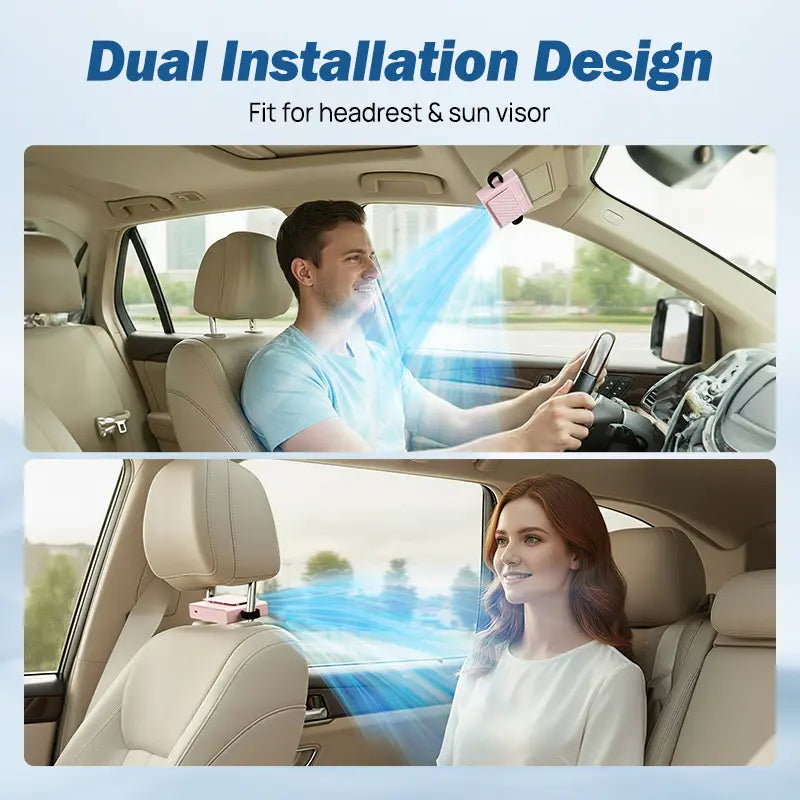 2026 Car Seat Fan Sunvisor Clip Fan, USB Rechargeable Fan with LED Display, 360° Rotation, 100 Speeds Adjustment, Detachable Clip, Magic Tape, 20Hr 3000mAh Battery Summer Fan for Car Baby Stroller Backseat