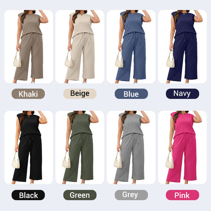 2026 New Women's Casual Sleeveless Top & Wide-Leg Pants Set