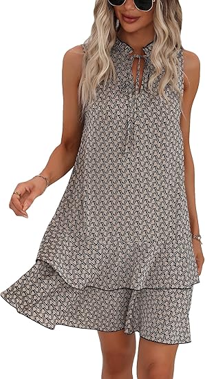 👗 LIMITED-TIME 50% OFF! ✨ Women's Geometric Print Bow Dress – Abstract Art, Decorative Bow, Flattering Fit 💃