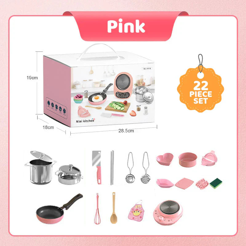 👧🏻 60% OFF NOW! 🎉 Kids' Realistic Mini Kitchen Set – 22 PCS, Sound & Light, Educational Play 🍳📦