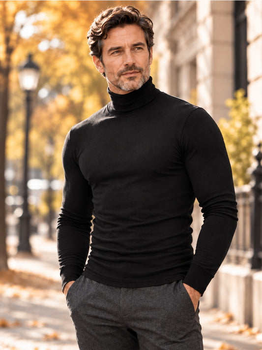 🔥60% OFF!✨Men's Slim Fit Mock Turtleneck Top – Sleek, Stretchy, Modern Everyday Essential