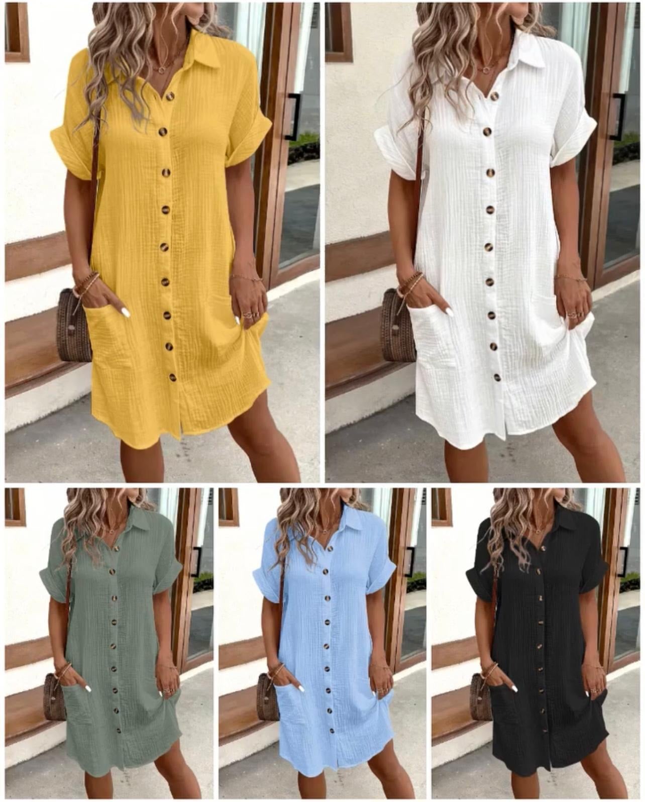 ⏳Time-Limited Special⏰Women’s Summer Midi Dress – Breezy, Flattering & Effortlessly Chic! Lightweight Button-Down with Pockets ☀️