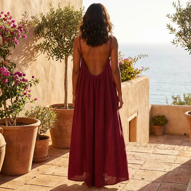 💃LAST DAY SAEL 50% OFF!!✨Women's Solid Color Cami Lounge Dress💕Delivered within 5 working days