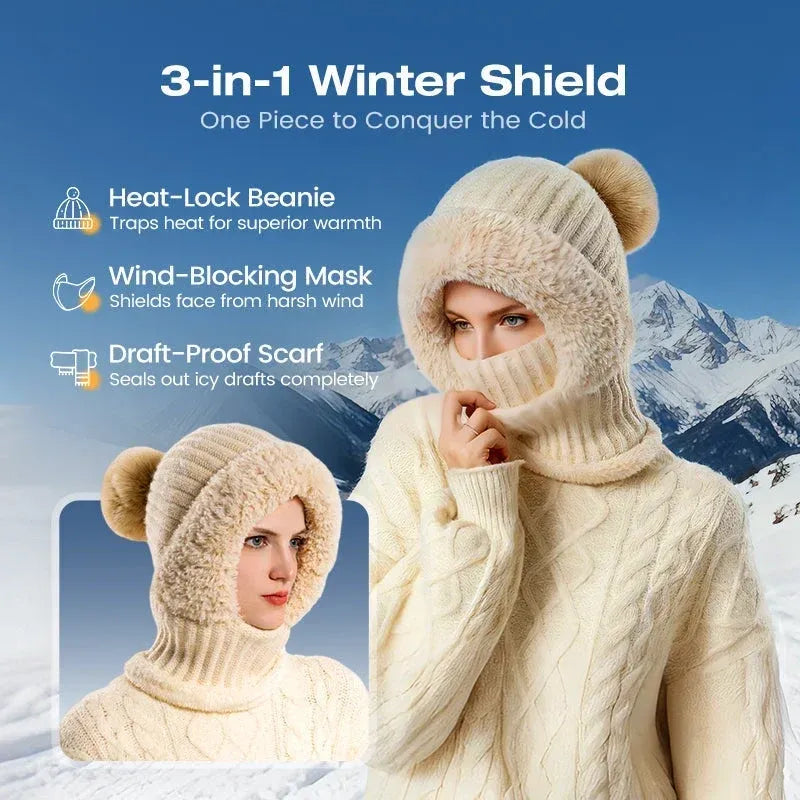 ⏰Black Friday Mega Deal – 50% OFF💖Women's Winter One-Piece Knitted Beanie Scarf Mask