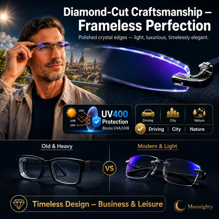 👓 Crystal Clear Reading Glasses – Lightweight Frameless Design with Premium Diamond-Cut Finish ✨