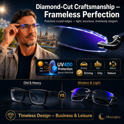 👓 Crystal Clear Reading Glasses – Lightweight Frameless Design with Premium Diamond-Cut Finish ✨